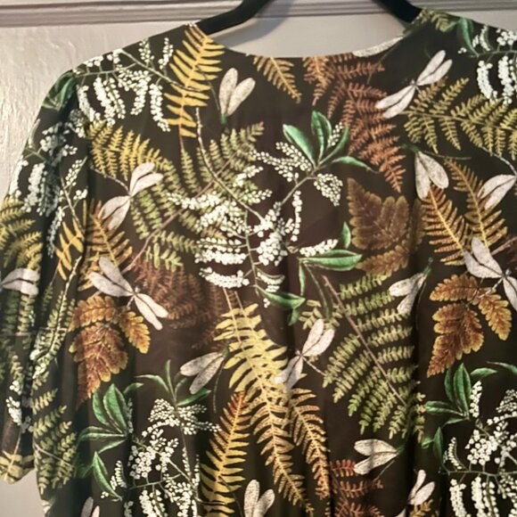 Green Puff Sleeve V-Neck Midi Sundress - Picture 6 of 6